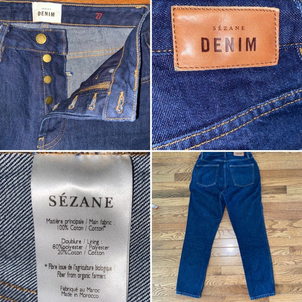 Sezane $228 Denim Slim Straight Jeans High Rise Women's 27